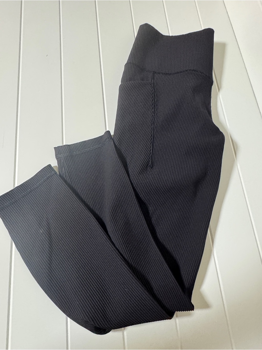 Athleta Black Ribbed Legging with Side Pocket